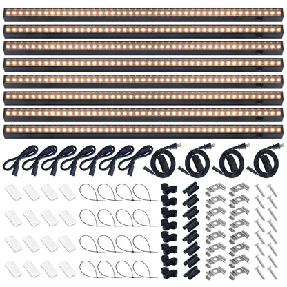 Barrina T5 Plant Grow Lights 80W Full Spectrum LED Strips 2FT Black Cover Yellow 8 Packs Model NF10