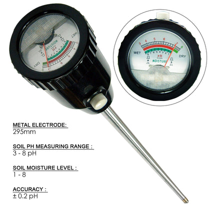 Soil PH Meter, Soil Moisture Sensor Meter, Soil PH Tester Gardening Tool Kits for Plant, Tree, Soil Tester for Moisture Great for Garden, Lawn, Farm, Indoor & Outdoor Use 295mm Long
