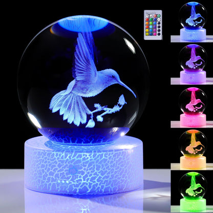 3D Hummingbird Gifts for Women - Crystals Ball Hummingbird Figurines Decor Glass Animals Figurine Keepsake Paperweight