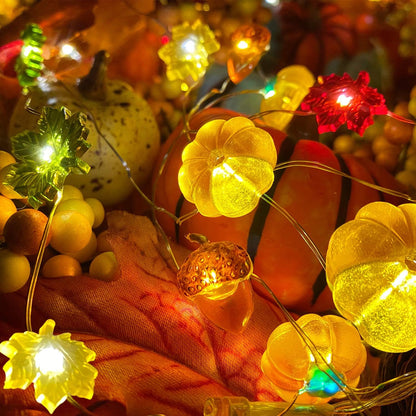 TURNMEON Fall Decor 2 Pack 3D Fall Thanksgiving Pumpkin Lights Total 40LED/13Ft Fall Decorations for Home, 3 in 1 Battery Powered Fall String Lights Halloween Thanksgiving Decor Home Indoor Outdoor