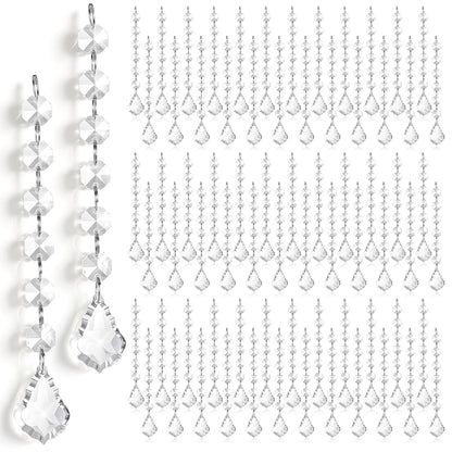 SHENLIU 100 Pcs Clear Acrylic Crystal Ornament Hanging Glass Crystals Beads Clear Acrylic Prisms Pendant Ornaments for Centerpieces, Chandelier, Celebration, Wedding, Christmas, Window Home Decoration