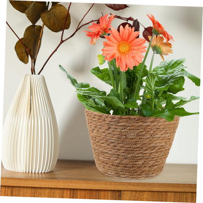 BESPORTBLE 2Pcs Wicker Planter Basket Straw Woven Flower Basket for Indoor Outdoor Plant Storage Decorative Rustic Home Garden Use 9X9X6.5 Inch
