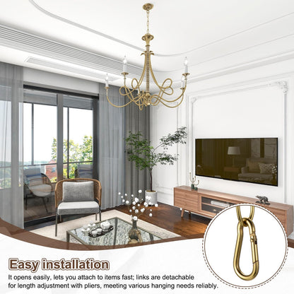 uxcell 7ft Lighting Hanging Chain, 2.4mm/0.09" Looping Metal Pendant Chandelier Chain Extension with 2 Spring Snap Hook for Hanging Plant Pendant Chandelier Light Fixture, Light Copper