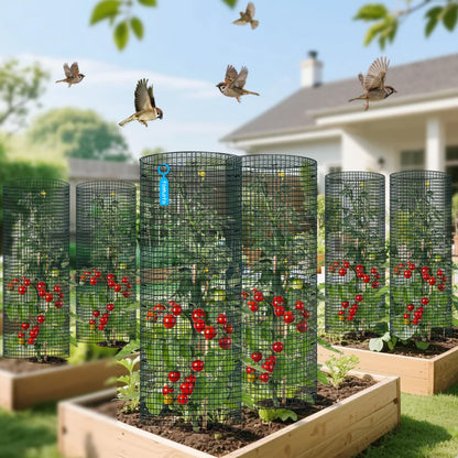 10 Pack Wire Plant Protector with Cover, 16"x12" Detachable Metal Plant Protectors Mesh, Garden Plant Protectors for Shrubs Flowers Vegetables to Keep Rabbit & Chicken Animals Out