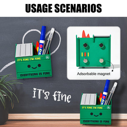 Tian Zhun Dumpster Fire Pencil Holder Funny Magnetic Pen Holder Strong Magnets to Store Marker Pencil Organizer for Refrigerator Whiteboard Locker Home Office or Hospital
