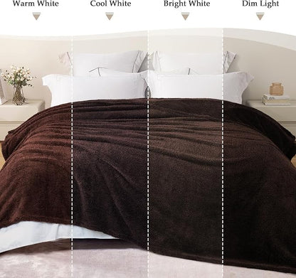 Exclusivo Mezcla Fleece King Size Bed Blanket, Ultra Soft, Lightweight and Fuzzy Coffee Blanket for Women, Home Decor, 90x104 Inches