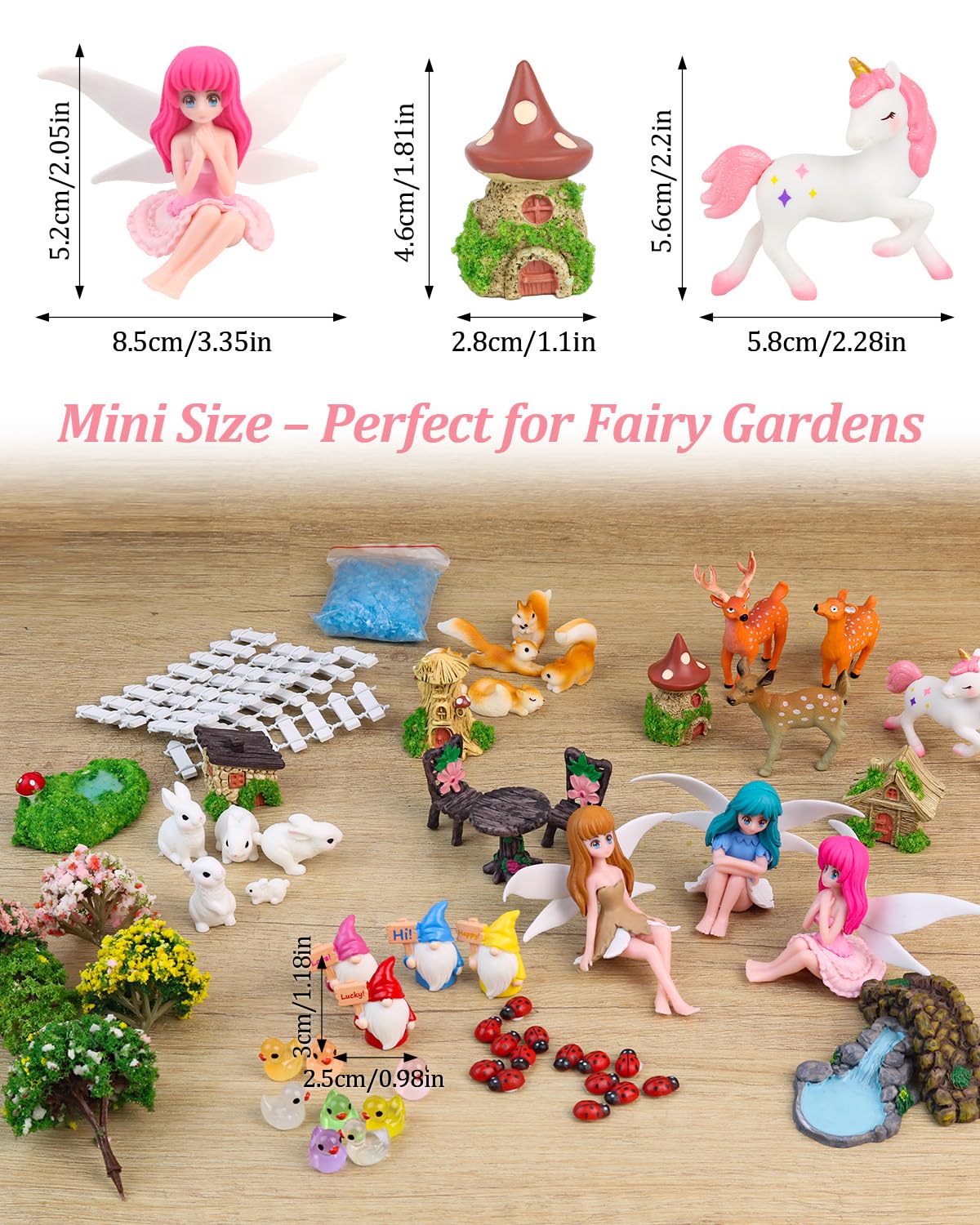 113PCS Fairy Garden Accessories Kit with Solar Light-Up House & 2 Gift Bags – Waterproof Resin Miniature Fairy House & Accessories for Indoor & Outdoor Terrarium, Planter & Garden Decor Gift