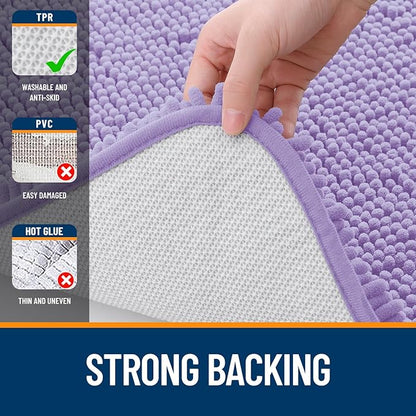 OLANLY Bathroom Rugs 32x20, Extra Soft Absorbent Chenille Bath Rugs, Rubber Backing Quick Dry, Machine Washable Bath Mats for Bathroom Floor, Tub and Shower, Home Decor Accessories, Lavender