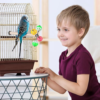 Teniinet Stand Perch Toy with Rotating Balls for Birds, Parakeets, Budgies, Cockatiels, Parrots, Budgerigars, Conures, Parrotlets, Ringnecks, Lovebirds (2Pcs)