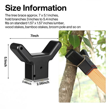 Yungyan 4 Pcs Tree Support, Plastic Fruit Branch Support Device Tree Brace Prevent Them from Breaking for Vineyards Ornamental Gardens Orchards Fits on Standard 1.57 x 1.57 Inch Lumber (Black)