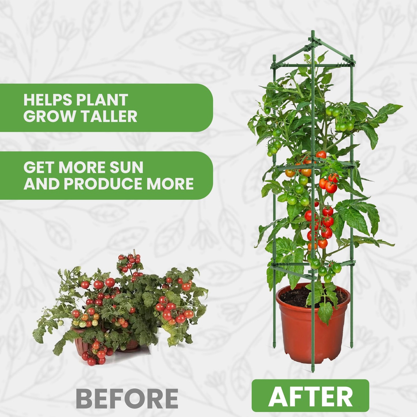 Tomato Cage - Trellis Stakes and Plant Support Structures for Vegetables and Climbing Plants - Tall Tomato Cages for Garden, Pots, Raised Garden Bed Outdoor (3 Pack - Up to 48 Inches)