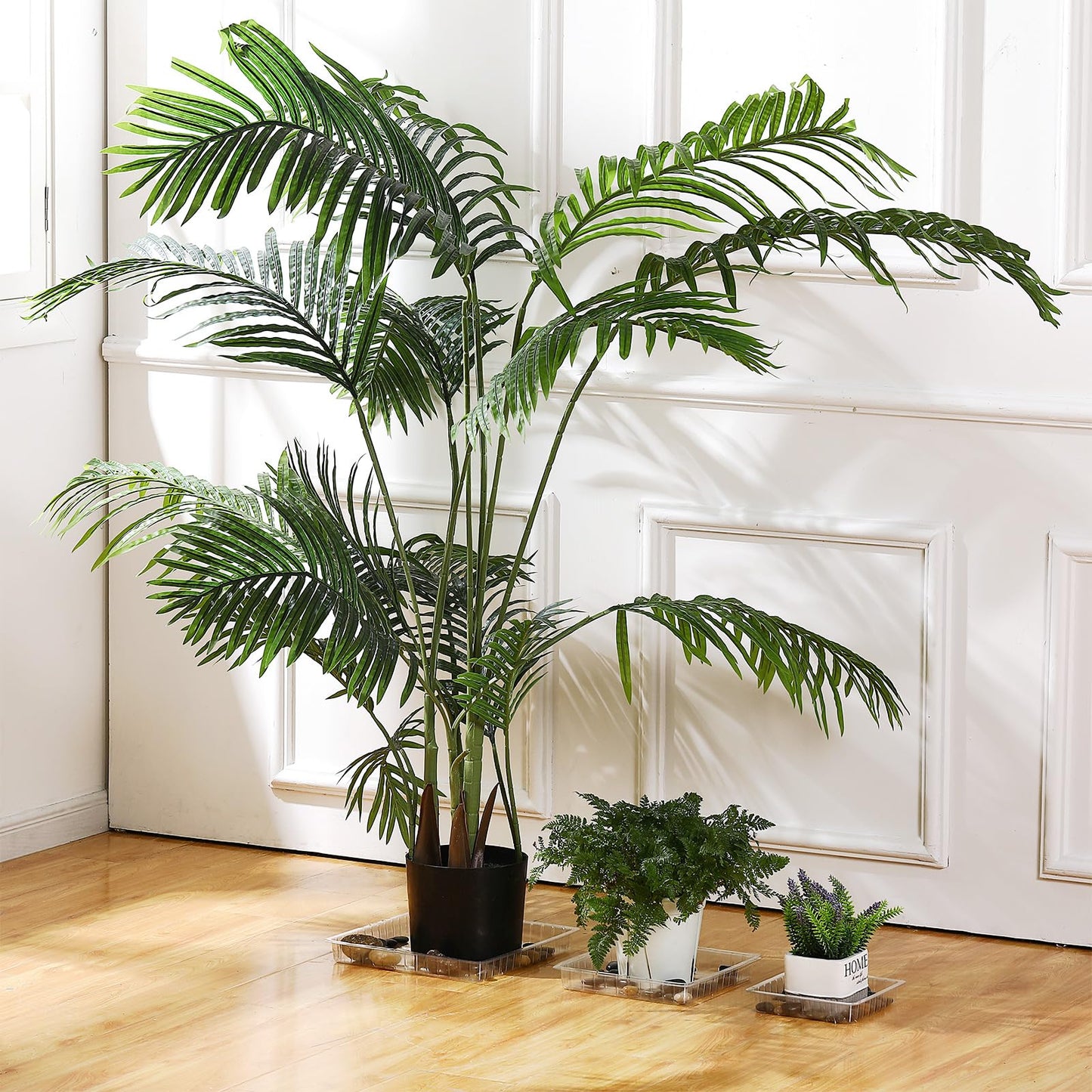 DoubleFill 21 Pieces Plastic Plant Tray Saucer Rectangular 6'' 8'' 10'' Clear Thick Sturdy Square Plant Saucer Drip Trays for Pots Window Sills and Window Shelf Indoor Outdoor Garden