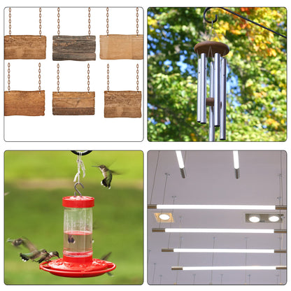 MECCANIXITY Hanging Chain with Hooks Clips 23.62 Inch Garden Plant Hangers for Signboard Chalkboard Basket Lantern Wind Chime, Stainless Steel Pack of 4