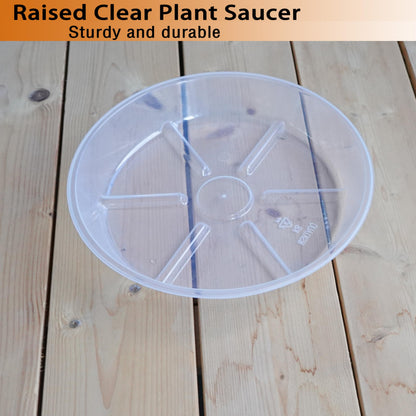 MSKIAUO 6 Pack Plant Saucers, 12 inch Clear Plant Trays, Durable Round Plastic Flower Plant Water Drip Tray for Pots Planter, Heavy Duty Plant Dish Pant Plate to Catch Water for Indoor & Outdoor