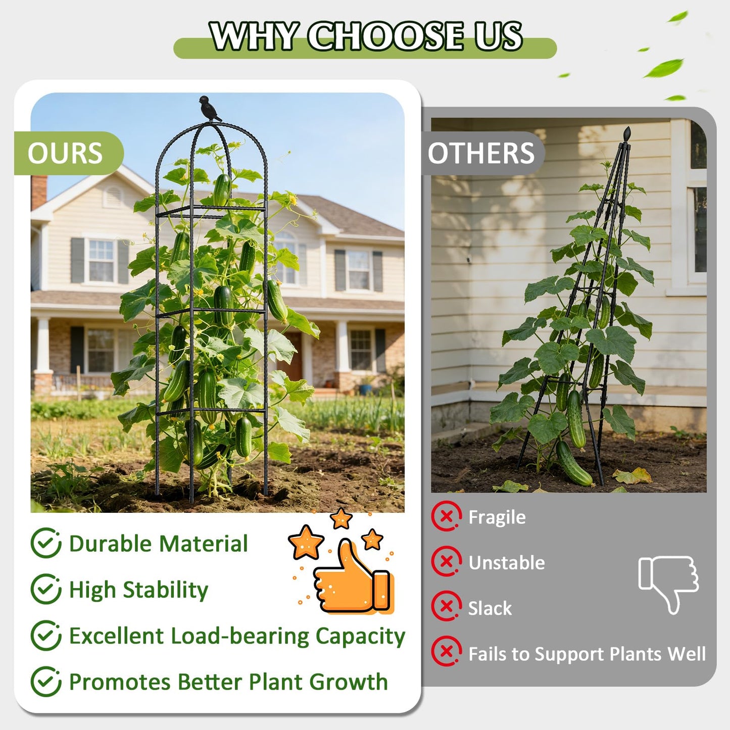 Square Tomato Cages for Garden, 6.2 FT Cucumber Trellis for Flowers, Grape, Pea, Rose, Bean, Rustproof Plastic Coated Metal Plant Support for Potted Plants Indoor Outdoor- 1PC Obelisk Trellis