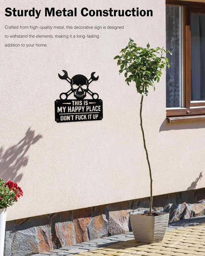 Positive Metal Skull Decor Sign - Rust-Proof & Anti-Fading Skull Wall Sign for Men, Father, Husband, and Skull Lovers -for Front Door, Garden, Garage, Living Room, and More (30cm)