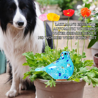 Naboher Glass Bird Shaped Plant Watering Ball Glass Automatic Watering Ball Flower Pot Insertion Spike Drip Irrigation Device Watering Ball Irrigation System Plant Enthusiast Gift (Light Blue)