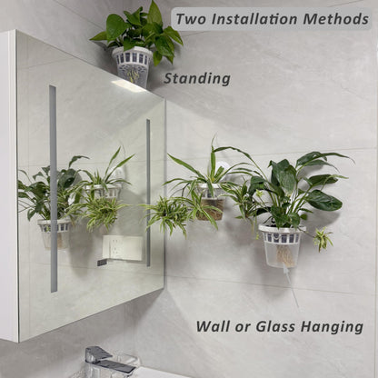 VirgoLeo Set of 3 Plastic Window Planter with Suction Cup Holder. Large Window Popagation. Clear Self Watering Window Mounted Plant Pots. Window Sill Planters Extender for Indoor Hydroponic Plants