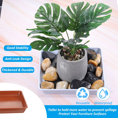 PATIKIL 21 Inch Plant Saucer Tray, 2 Pack Plastic Square Plant Saucer Large Deep Plant Pot Saucers Heavy Flower Planter Drip Tray for Indoors Outdoors Plants, Terracotta