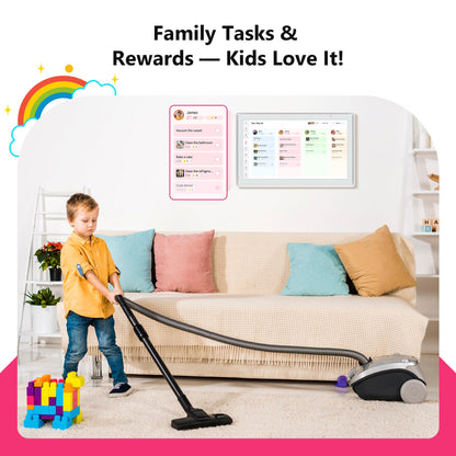 21.5 Inch Digital Calendar, Full HD Touchscreen Smart Planner for Family Schedules - Wall Mount, Great for Seamless Daily Planning & Household Organization, with LED Reminder Light