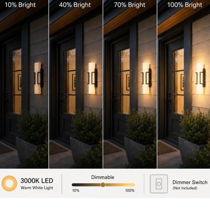 Hyunbae LED Wall Sconce Lights, 16" Modern Outdoor Light Fixture Wall Mount, Waterproof Porch Lamp for Outside, 3000K LED Exterior Lighting with White Glass for House Patio Front Porch Garage Entryway