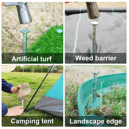 Artificial Turf Stakes Galvanized Spiral Landscape Spikes 8IN Weed Barrier Fabric Stakes for Paver Edging, Gardening Lawn Edging, Carpentry and More (55 PC)