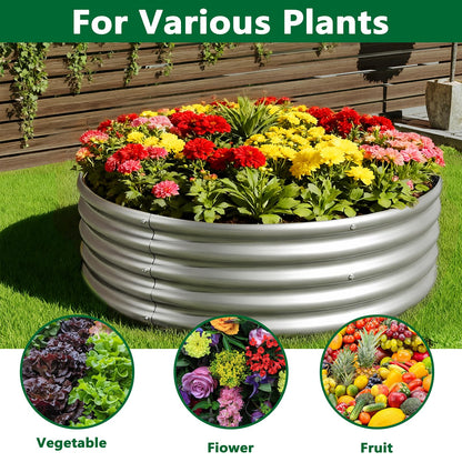 zizin 2 Pack Galvanized Raised Garden Bed Metal Round Raised Garden Beds Outdoor Planter Box for Vegetables (3FT, Silver)