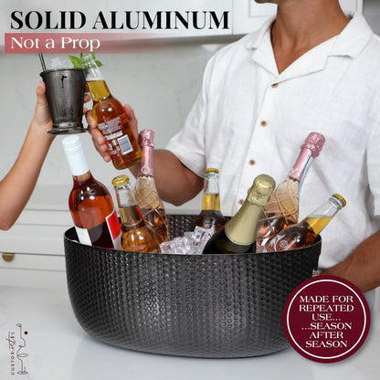 Gusto Nostro Large Beverage Tub for Parties - Metal Tub for Wine Bottles,Champagne,Beers - High Capacity Ice Bucket for Drinks - Extra Large Ice Buckets for Parties (22 qt) Outdoor Party Drink Bucket