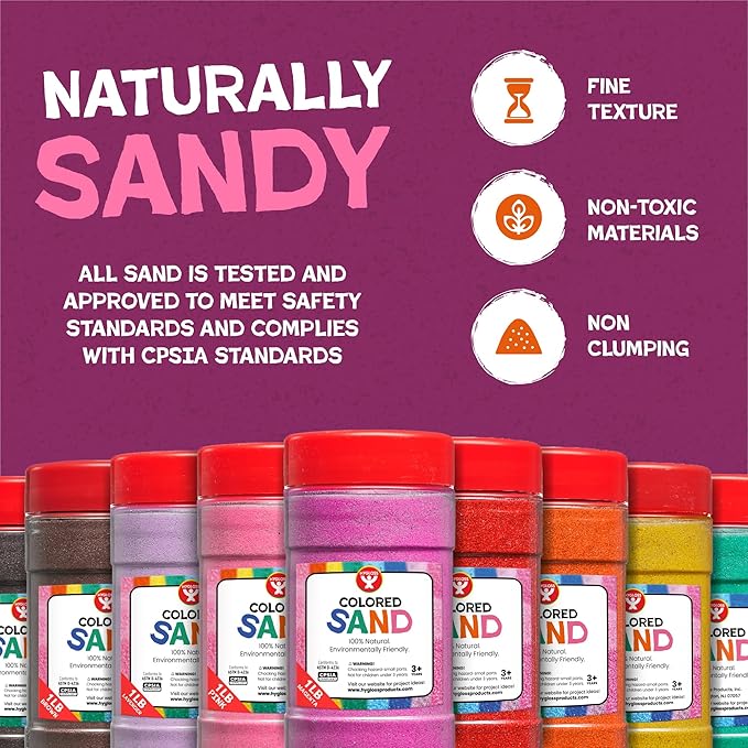 Hygloss Colored Sand for Crafts – 3 lb Bottle, Pastel Rainbow – Vibrant Colorful Fine Sensory Play Sand Art Kits for Kids – Classroom Activities for Children 3 4 5 6 7 8 9 10 11 12 – Safe for Ages 3+