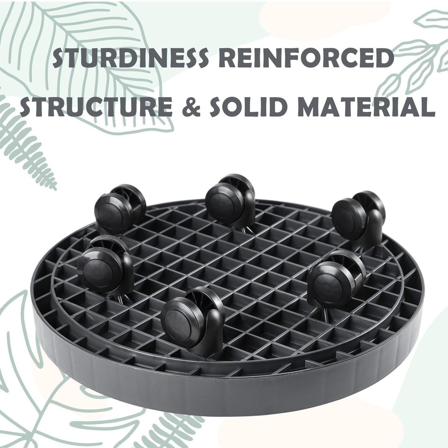 2 Pack of 12.6 Inch Planter Caddies Rolling Saucer Caddy with Wheels, Heavy Duty Wheeled Stand for Potted Plant, Round Coaster Roller Base Tray with Casters, Flower Pot Dolly Holder for Indoor Outdoor
