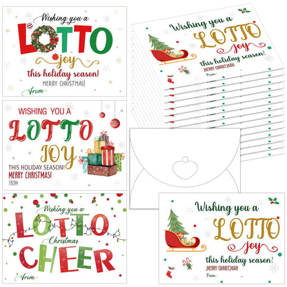 Gersoniel 48 Pack Christmas Lottery Ticket Envelopes with Heart-shaped Clasp Wishing You Luck Gift Card Holders for Christmas Party Supplies Friends Coworkers Gift, 4 Designs