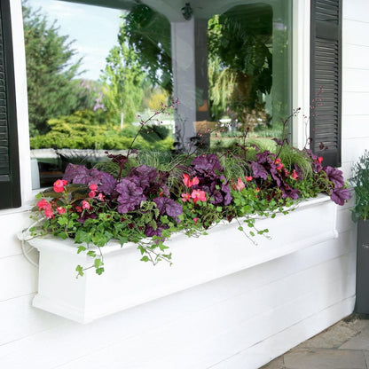 Mayne Yorkshire 7ft Window Box - White - 84in L x 12in W x 10in H - with 1.6 Gallon Built-in Water Reservoir (8827-W)