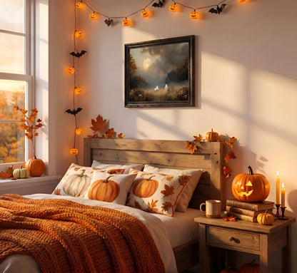 KYSNGMT Vintage Halloween Ghost Wall Art Moody Autumn Landscape Painting