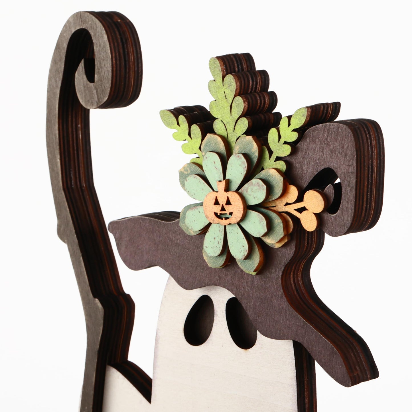 HH Family Halloween Table Decor Ghost Witch Rustic Wooden Decorations for Tiered Tray Shelf Mantel Party Display (Witch D1)