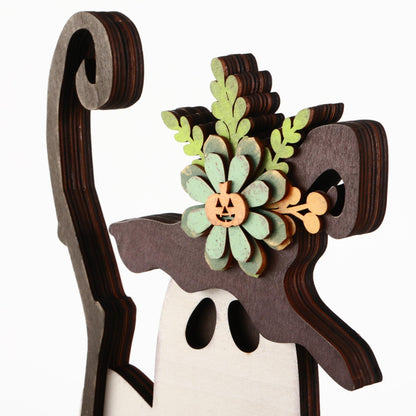 HH Family Halloween Table Decor Ghost Witch Rustic Wooden Decorations for Tiered Tray Shelf Mantel Party Display (Witch D1)