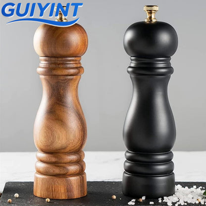 Guiyint Manual Salt and Pepper Mill Set, Beechwood Zirlion Style Grinders with Adjustable Coarse to Fine Grind, Zirlion Salt and Pepper Mills-Universal Classic Model
