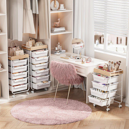 APEXCHASER Utility Cart with 5 Drawers,Rolling Storage Cart for Crafters Artists Kids Teacher Student Storage Arts Crafts & Sewing Study Supplies in Craft Room Dorm Classroom Kids Room-White