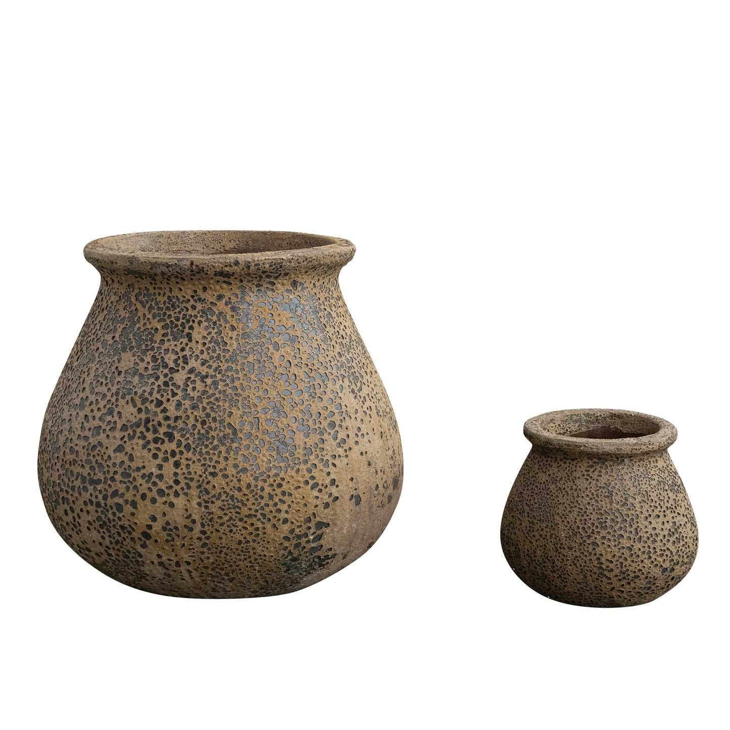 Creative Co-Op 2-Piece Stoneware Planters with Reactive Glaze, Green