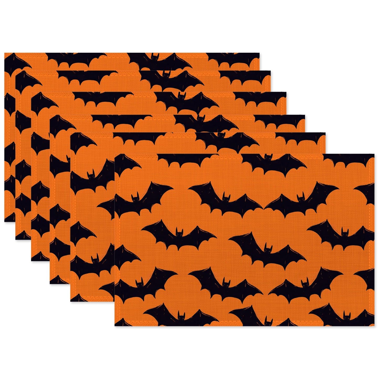 Halloween Bats Placemat Set of 6,Heat Resistant Linen Table Mats for Indoor Outdoor Home Kitchen Dining Room Table 12x18Inch