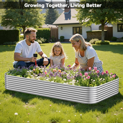 OZMSHF 3 Pack Raised Beds for Gardening, Corrugated Galvanized Steel Raised Garden Bed, Outdoor Metal Above Ground Garden Bed for Vegetables and Flowers-3x2FT