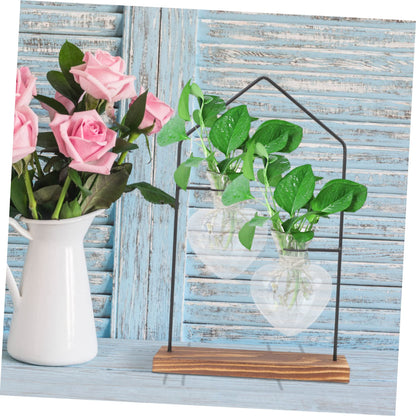 YARNOW 1set Glass Hydroponic Planter Iron Stand for Indoor Plant Terrarium Elegant Decoration for Home Office and Events Unique Scandinavian Design