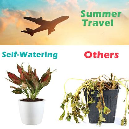 DEELF OUTLET 6 Pack 6.7" Self-Watering Planters Flower Pots for Indoor Garden Devil's Ivy, African Violet, Ocean Spider Plant, Orchid, White Color