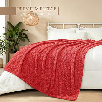 Exclusivo Mezcla Fleece King Size Bed Blanket, Ultra Soft, Lightweight and Fuzzy Red Blanket for Women, Home Decor, 90x104 Inches