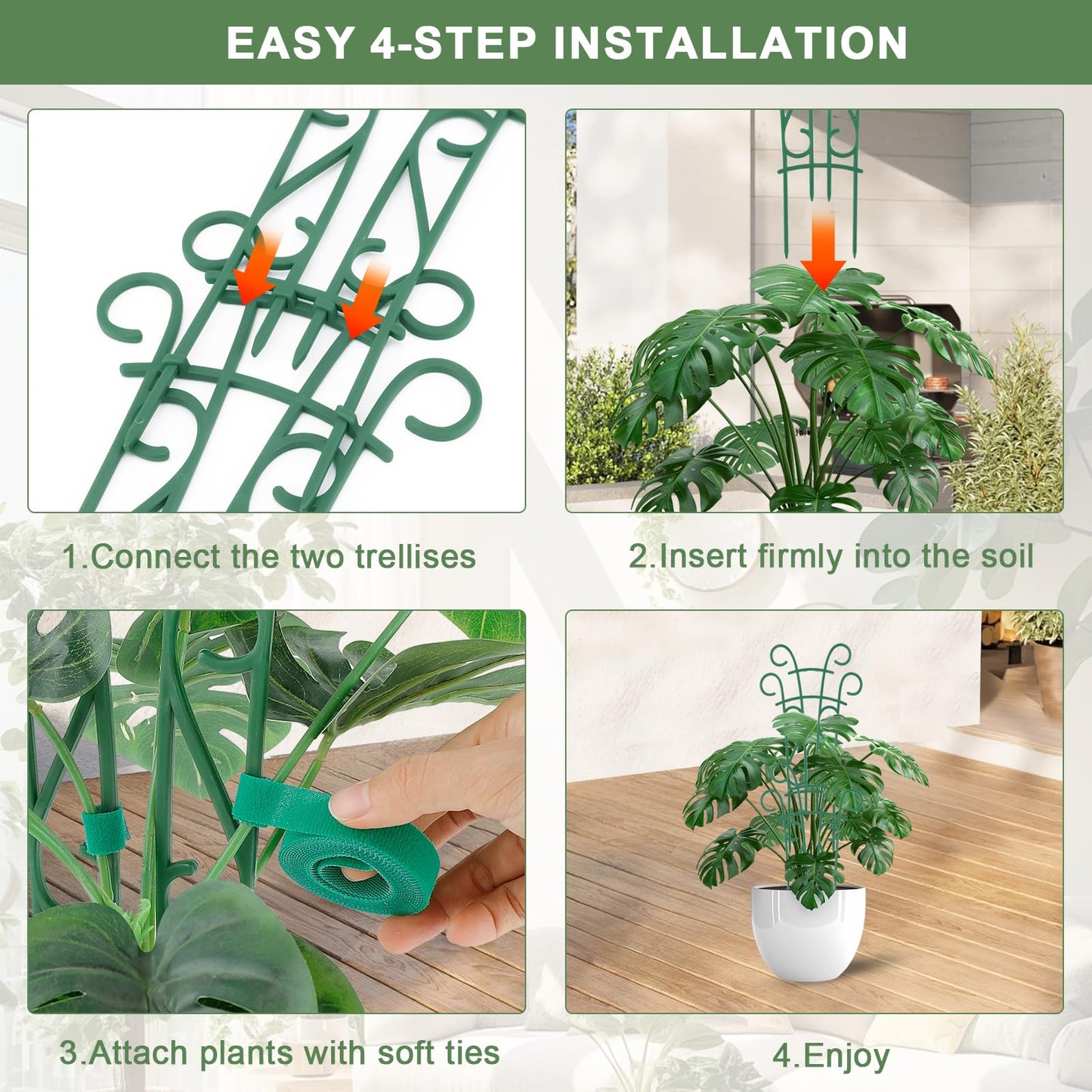 Qaobo 6 Pack Indoor Plant Trellis for Potted Plants, Stackable Garden Trellis for Climbing Plants Outdoor, Small Trellis for Houseplants Rose Hoya Pothos Plant Climber Support