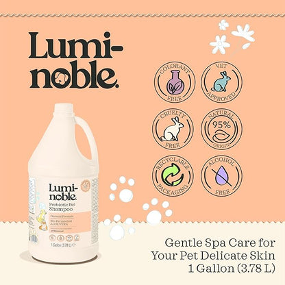 Prebiotic Hypoallergenic Sensitive Dog Shampoo – Oatmeal & Vanilla Scent Formula, Sensitive Skin | Vegan, Paraben-Free, Moisturizing & Deodorizing, Pet Shampoo | Safe for Dogs & Cats – 1 Gallon