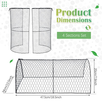 Tandefio 4 Pack Chicken Wire Cloche Plant Protectors from Animals 18.5 x 8 Inch Garden Cloches for Plants to Keep Bunnies Chicken Squirrels Birds Wild Animals Out, Arch Metal Tunnel Garden Cages