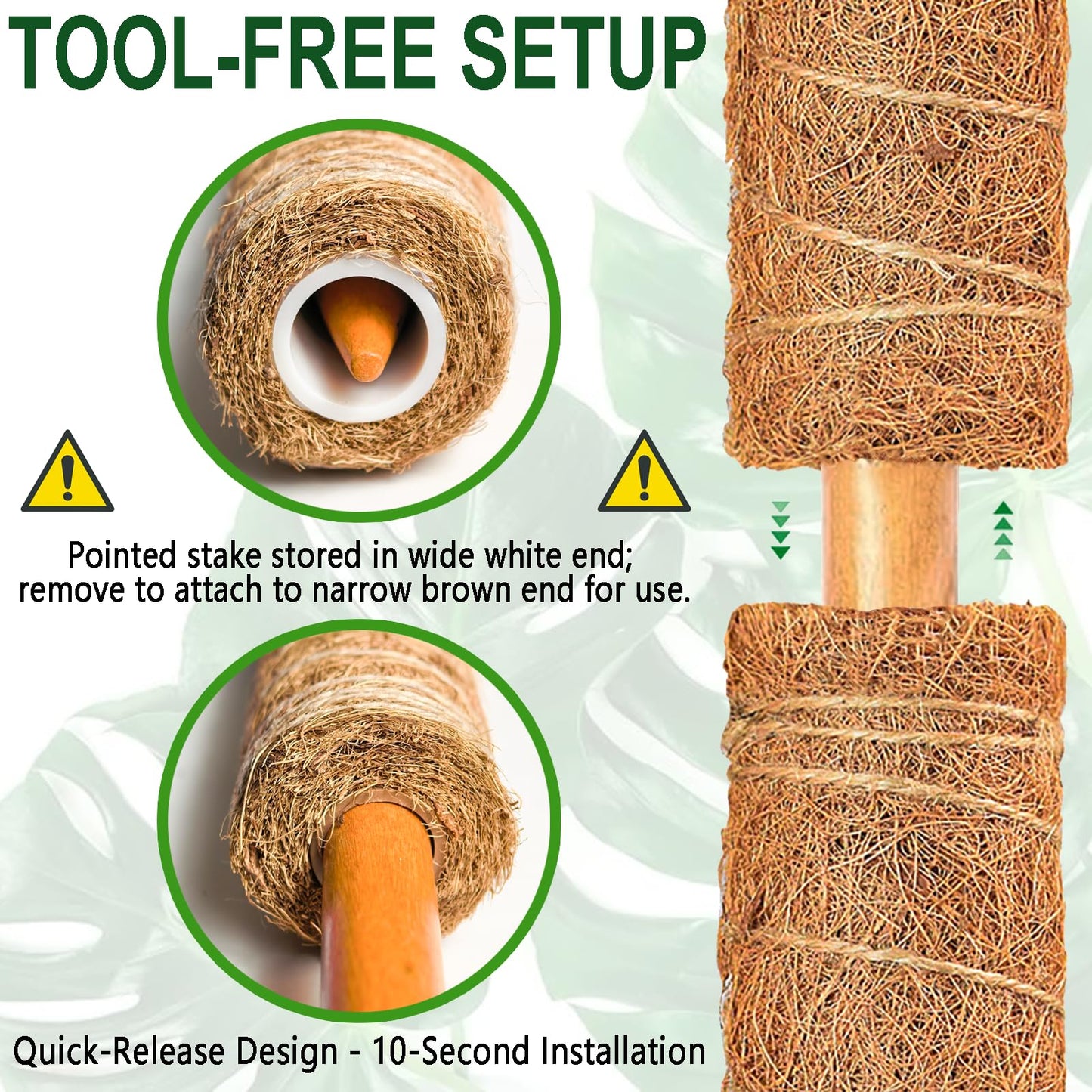 Soupiar 2 Pack 22 Inch Stackable Moss Pole - Thick & Sturdy Natural Coir Totem Plant Support & Garden Stakes for Monstera & Pothos, Indoor Climbing Vining Houseplants, 38" H Max