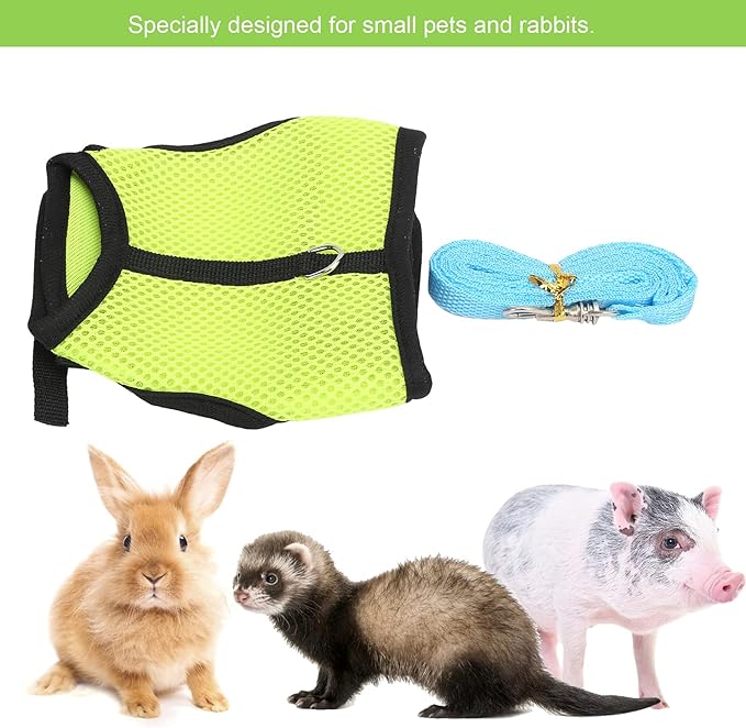 Small Dog Harness, Mesh Cloth Puppy Harness for Rabbits for Small Pets for Guinea Pigs(M, green)