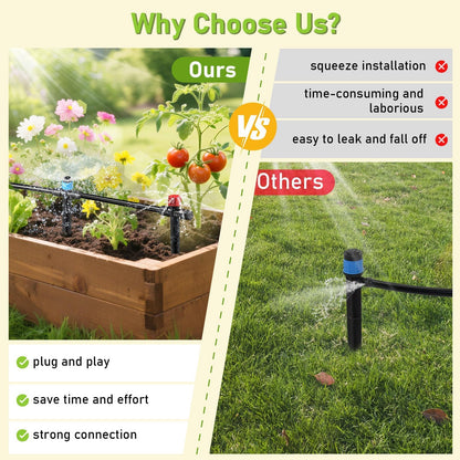118FT Drip Irrigation System, Garden Watering System, Quick-Connect Drip Irrigation Kit for Lawn Raised Bed Greenhouse, Plant Watering System with 1/4'' Drip IrrigationTubing, Drip Emitters,Connectors