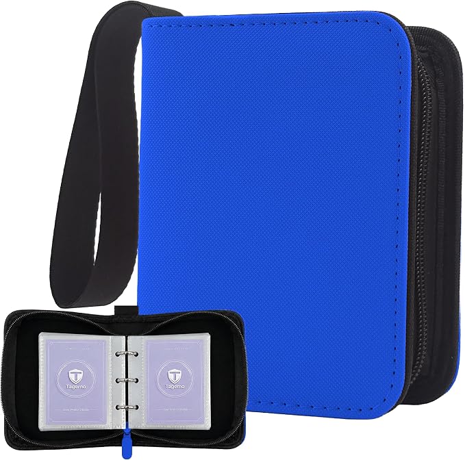 1 Pocket Card Binder with Zipper, 100 Pockets Mini Trading Card Album, Premium PU Leather Single Card Binder, Small Display Folder for TCG & Sports Cards